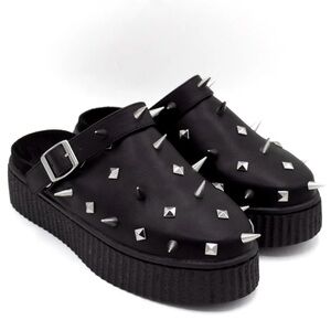 Black Spiked Platform Clogs - Strange Cvlt